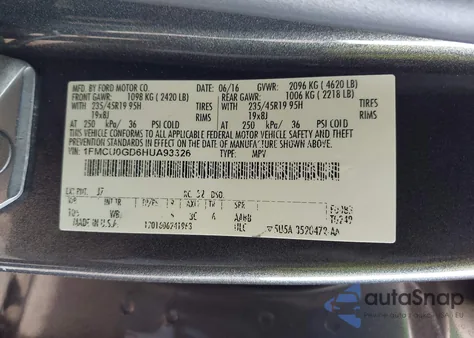 2017 Ford Escape Se z USA, uszkodzony, nr VIN 1FMCU0GD6HUA93326